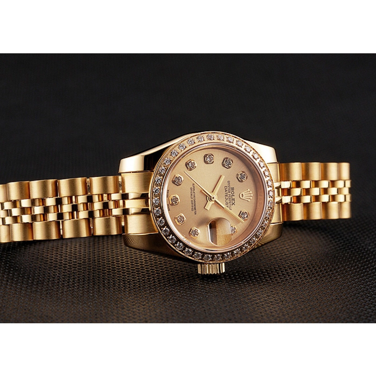 Aaa replica watch Bracelet Swiss Bezel Jubilee Diamond Lady-Datejust Gold 1454096 Champagne Rolex Dial 0612